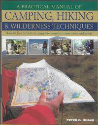 Various hiking/camping photos, including a prominent one of a hiker holding a map.