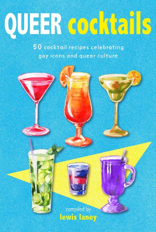 blue cover with colorful illustration of drink glasses with white and yellow text