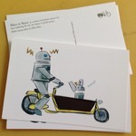 Robot Bike Family (four postcards)