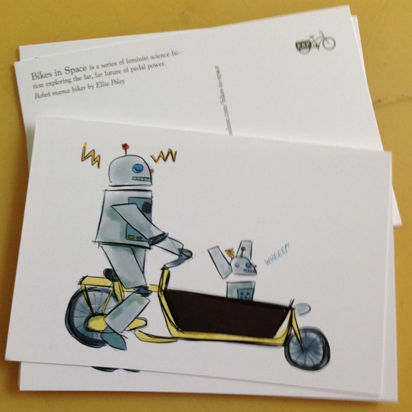 Robot Bike Family postcard
