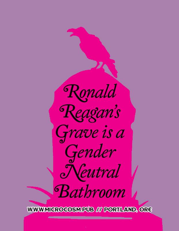 a silhouette in pink of a raven perched on a tombstone with the title written on the tombstone