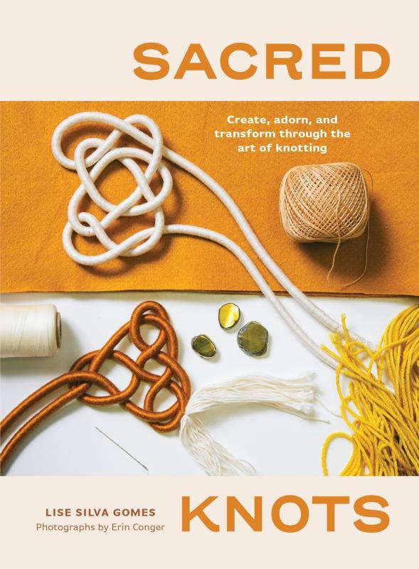 Orange and white cover with lots o' knots.