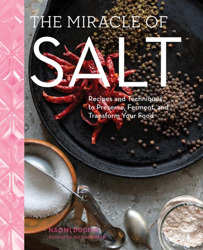 Book cover featuring photograph of dishes full of salt and spices. 
