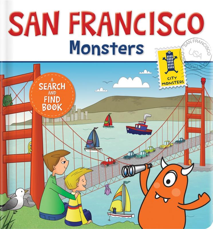 illustration of monsters in san fran with bridge