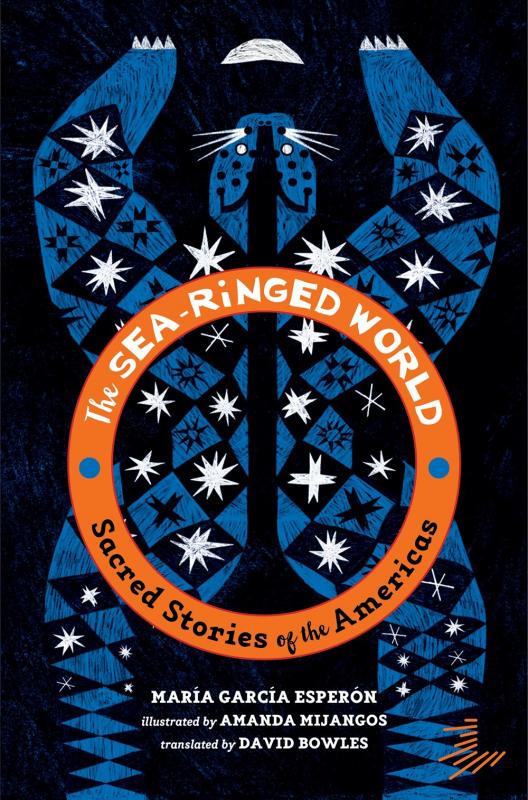 an orange-gold circle at the center of the cover, overlaid above a jaguar or panther illustrated in blue and black with white stars or spots