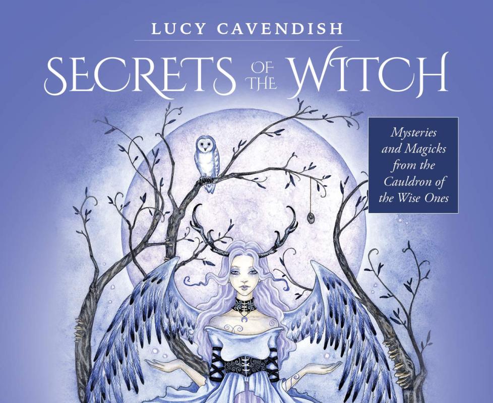 periwinkle cover with white text and illustration of white witch