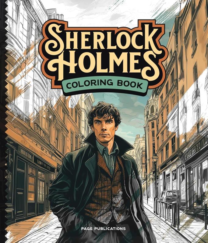 close up illustration of sherlock walking down a street
