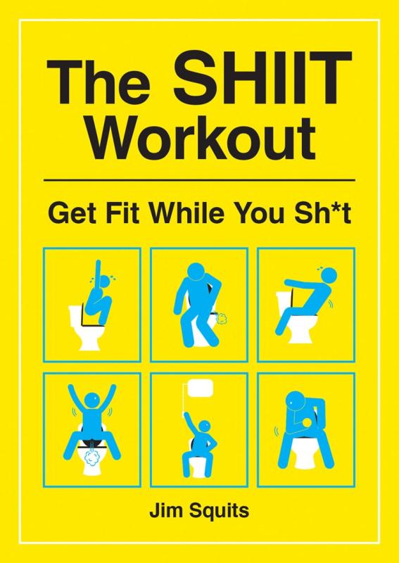 yellow cover with bold black text and illustration of stick people on toilets