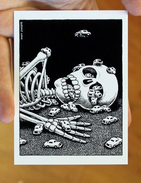 Sticker #108: Skeleton & Cars