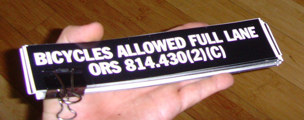 bicycles allowed full lane oregon vinyl sticker