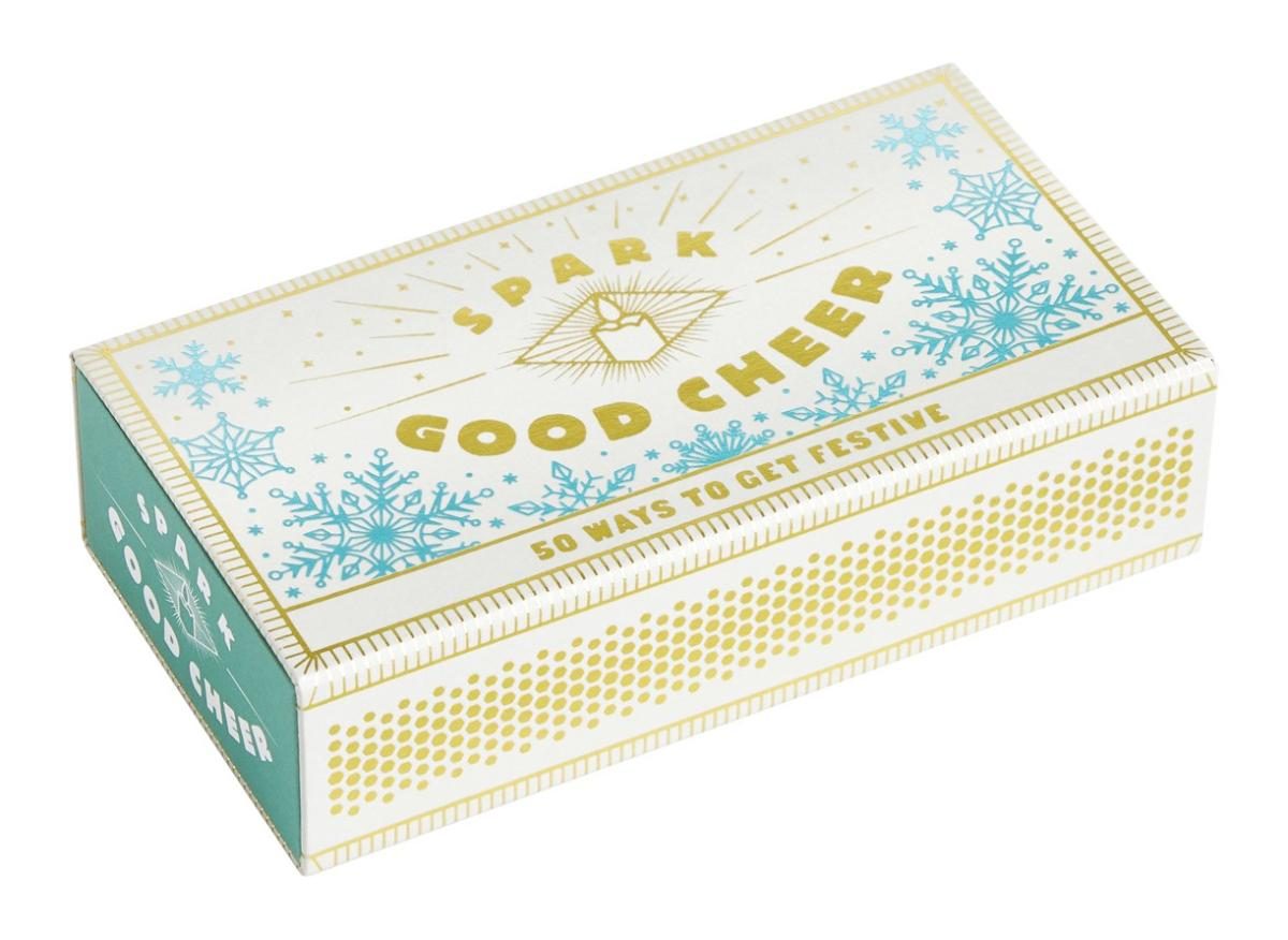 white box with gold and light blue designs and text