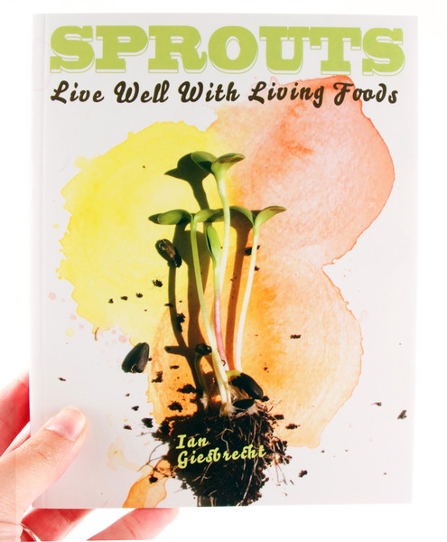 An orange, red and yellow water color splats on a white background and an image of a plant sprouting from a lump of dirt