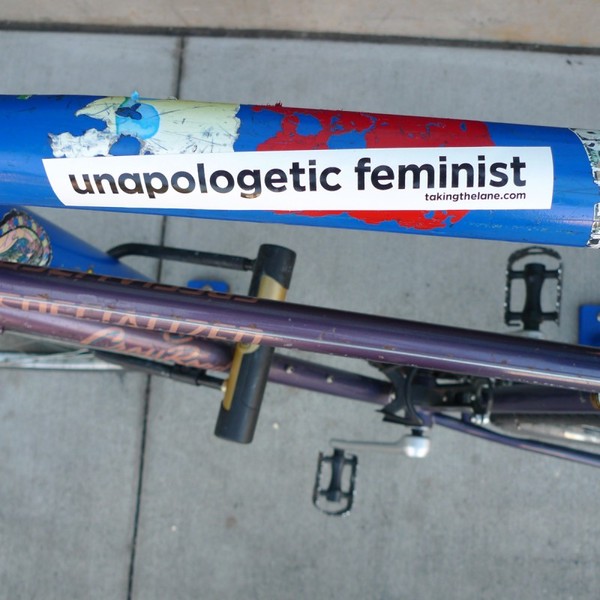 unapologetic feminist sticker in the wild