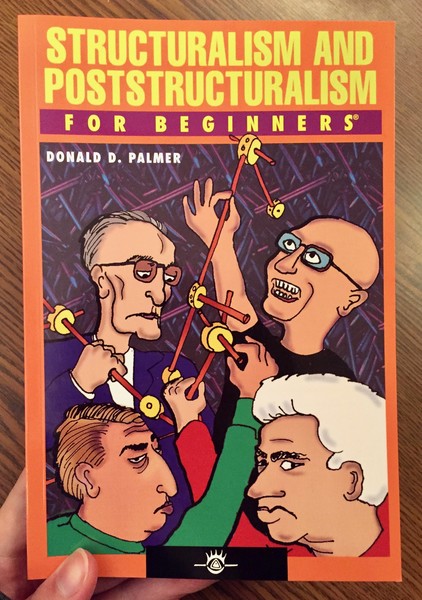 Book cover depicting four men building some kind of structure with TinkerToys