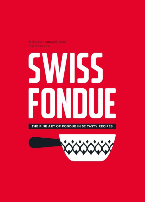 Red book cover with bold white text and simple white illustration of a fondue pot.