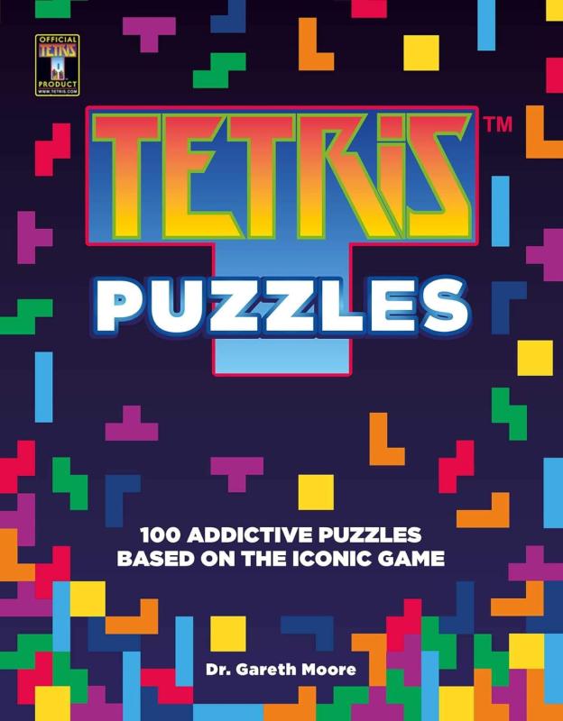 tetris pieces falling from the top of the cover down to the bottom