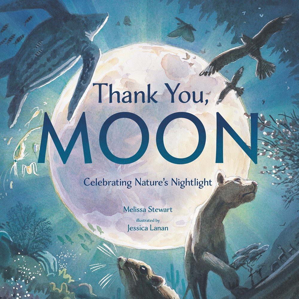 blue cover with silver moon with various night animals
