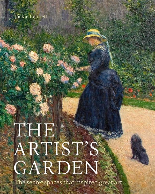 Cover is a painting of a lady in sunhat and a black dress stopping to smell the roses.