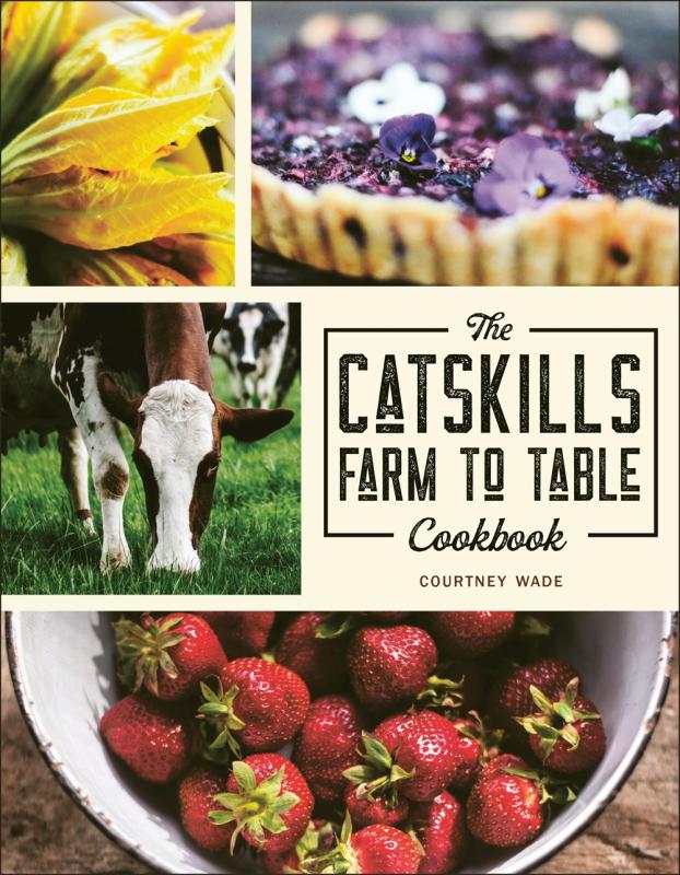 Collage cover with various pictures of food on the farm and also some happy cows grazing.