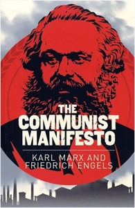 A stylized depiction of Karl Marx in, naturally, red.