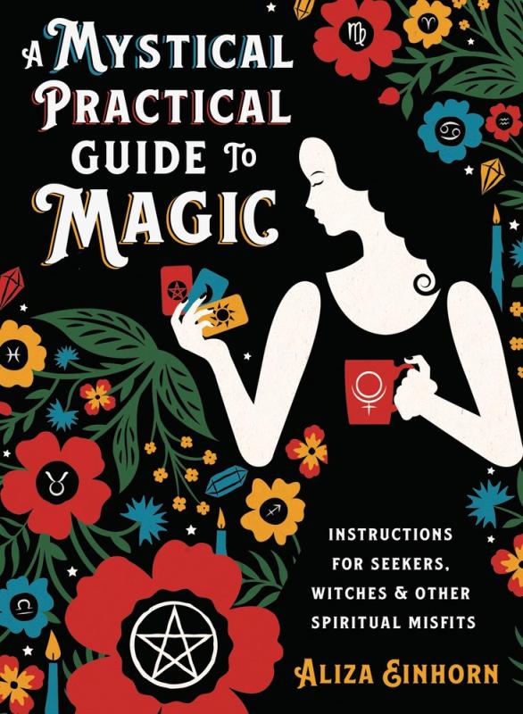 Cover is 2d art of a woman holding tarot cards in a colorful garden of flowers.