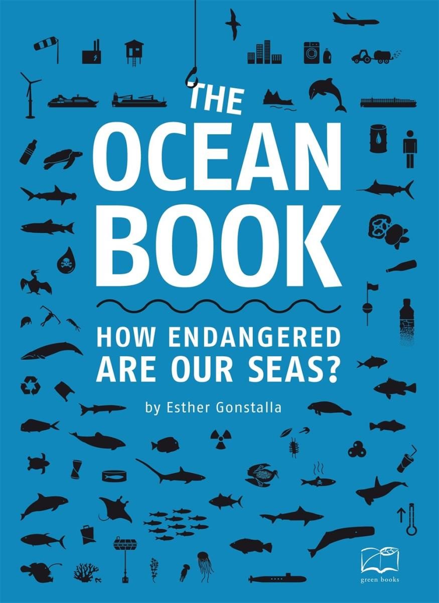 Blue cover with many small fish silhouettes on it.