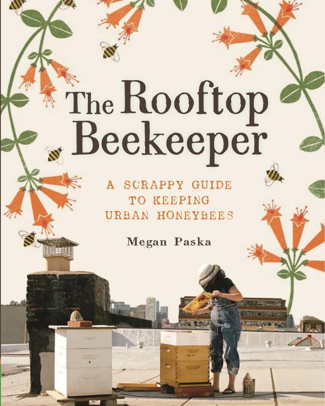 Cover shows a woman in beekeeping clothes on the top a large building.
