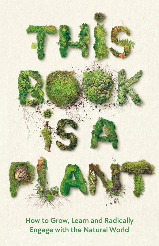 plant matter making up the lettering over beige