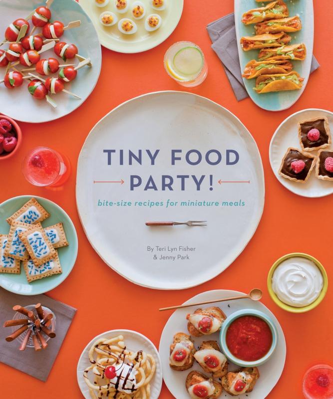 orange cover with various plates of foods