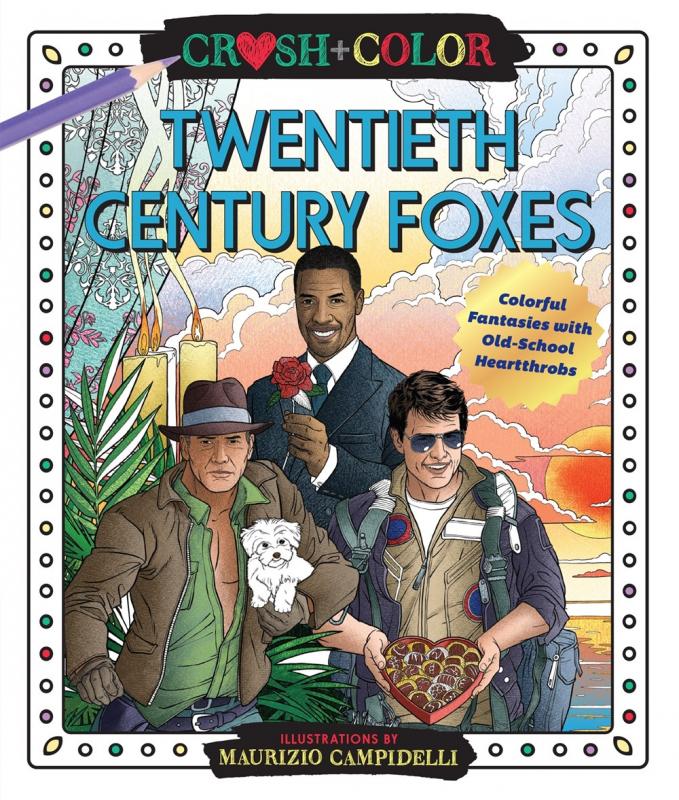 Harrison Ford, Tom Cruise and Denzel Washington illustrated on the cover, holding a puppy, a box of chocolates, and a rose