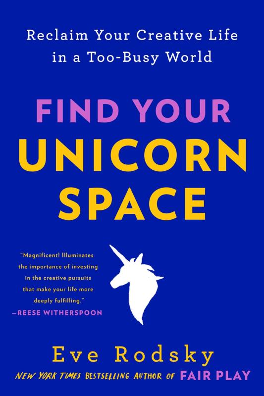 Dark blue background with the white outline of a unicorn head side profile, below the title text in the center