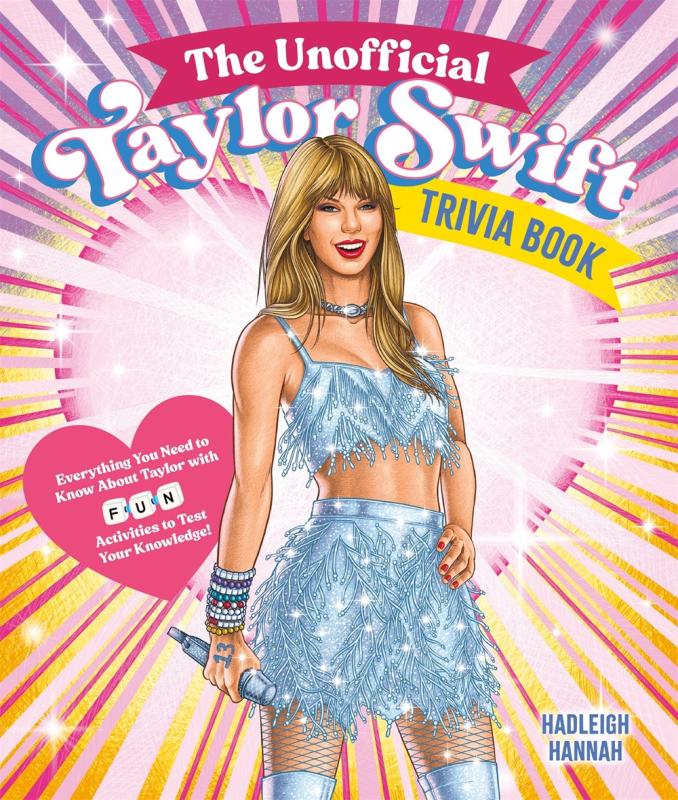 illustrations of taylor with rays of light shooting from her with white text