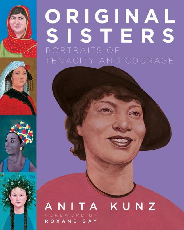 four illustrated female figures on the left hand side of the cover and one large illustration of a woman in a black hat on the right hand side of the cover