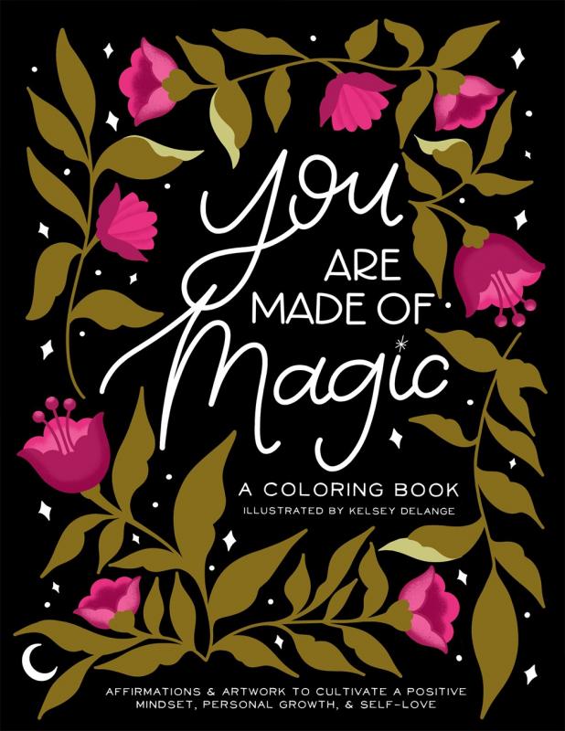 illustrated pink flowers intertwined around the title text against a black background